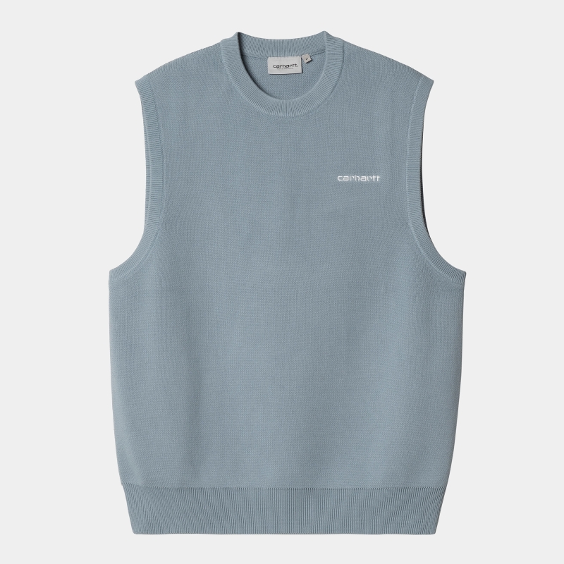 Carhartt Wip Script Vest Sweater Light Blue