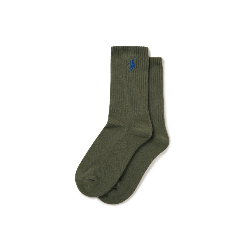 Polar Skate Co. Rib Socks No Comply Dusty Olive/Blue