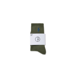 Polar Skate Co. Rib Socks No Comply Dusty Olive/Blue